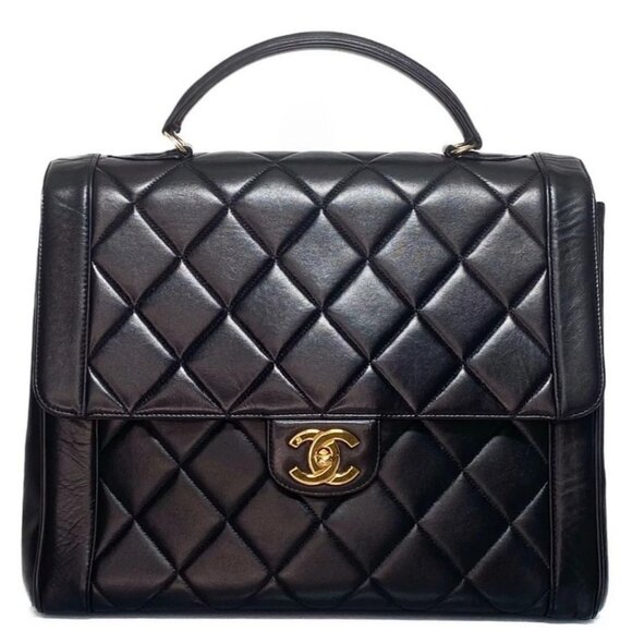 CHANEL Handbags - Authentic CHANEL Briefcase Business Bag 24K Vintage Lambskin Top Handle Handbag
